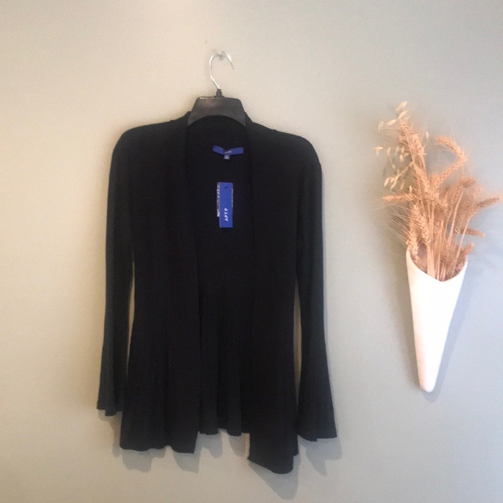 Apt. 9 Open Black Cardigan With Bell Sleeves. Size XS. NWT